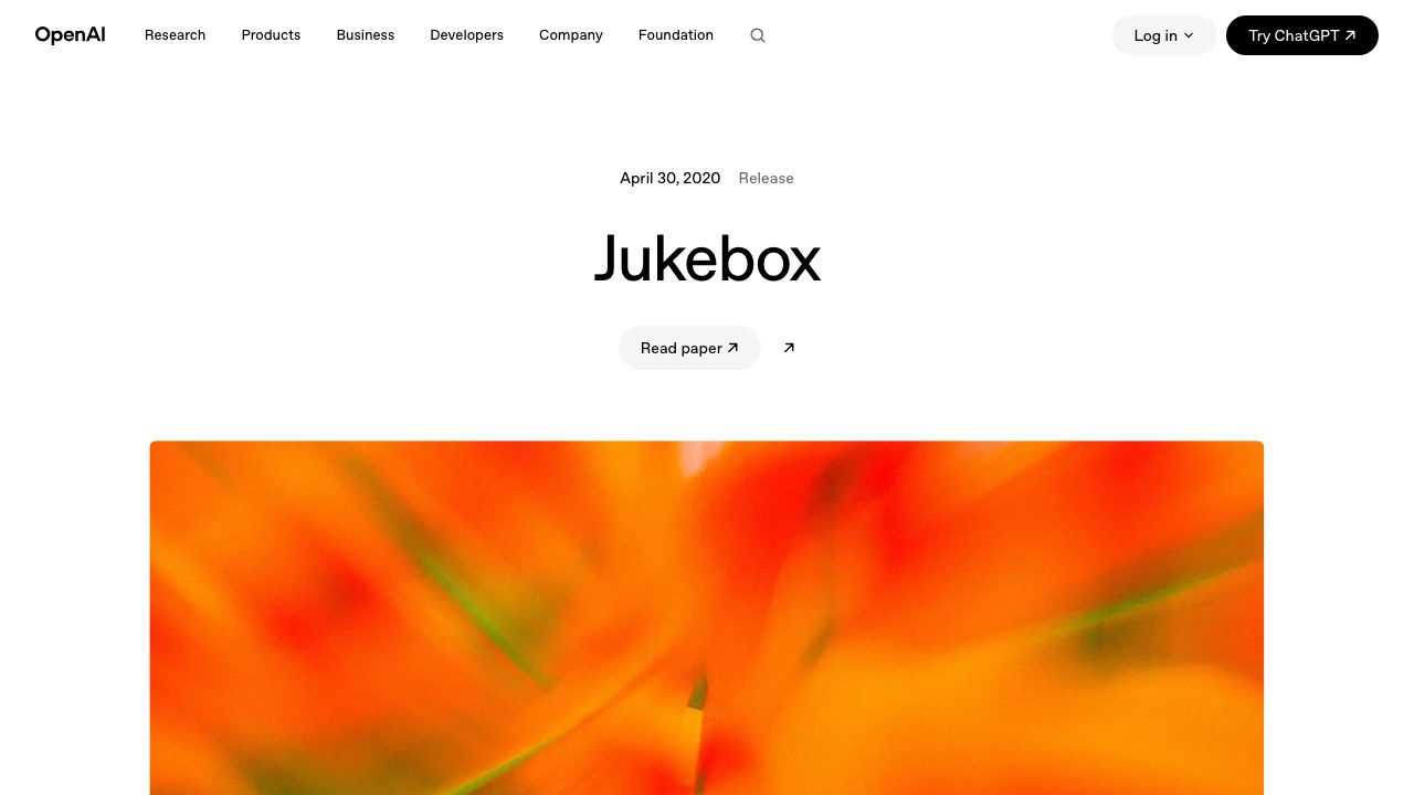 OpenAI Jukebox screenshot