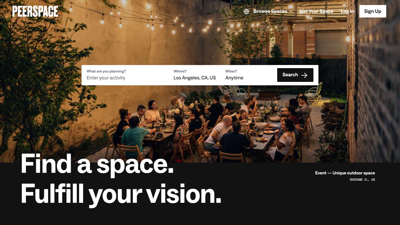 Peerspace screenshot