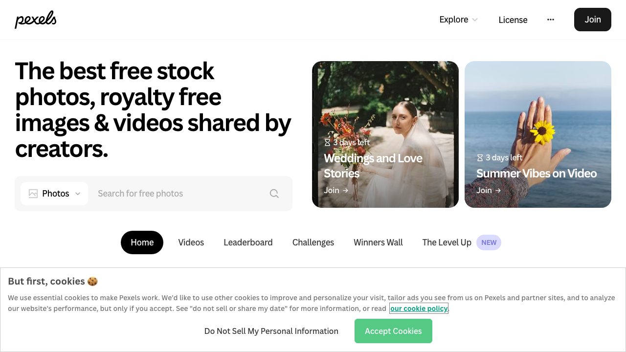 Pexels screenshot